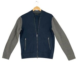 Banana Republic Varsity Zip-Up Sweater Jacket Men’s Small Navy Gray